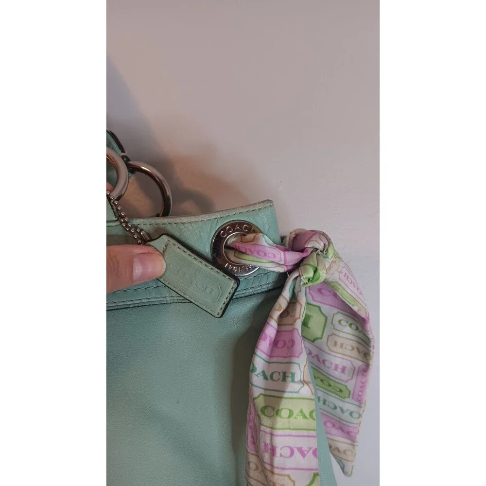 Coach Kyra Mint Green Hobo Bag Silk Scarfs Rare Vintage F13556